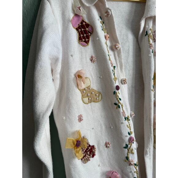 Vintage BP Design Embellished Christmas Stocking Cardigan – Women’s Medium - Picture 5 of 9
